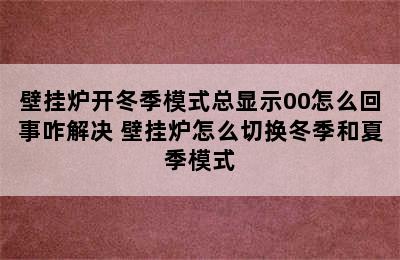 壁挂炉开冬季模式总显示00怎么回事咋解决 壁挂炉怎么切换冬季和夏季模式